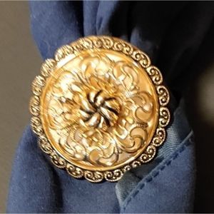 Vintage West Germany Filigree Round Gold Tone Scarf Clip Ring.